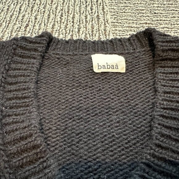 Babaa Black V-Neck Wool Sweater Cropped No. 75 - Picture 4 of 6